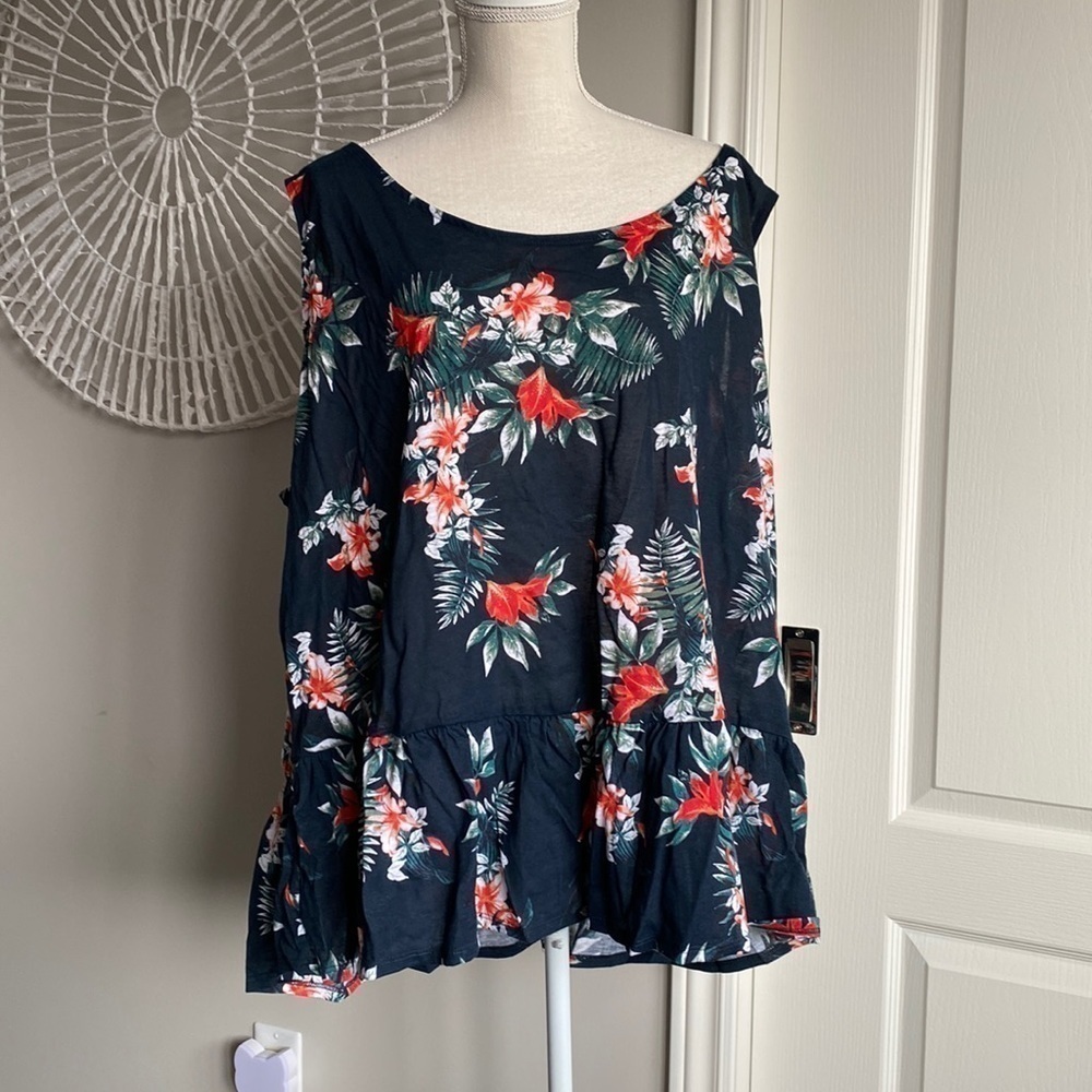 George - Tropical Floral Peplum Tank Top​​​​​​​​​​​​